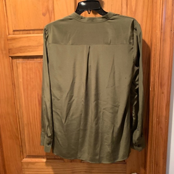 Madewell Lace Up silk Blouse Olive Small - Picture 3 of 8